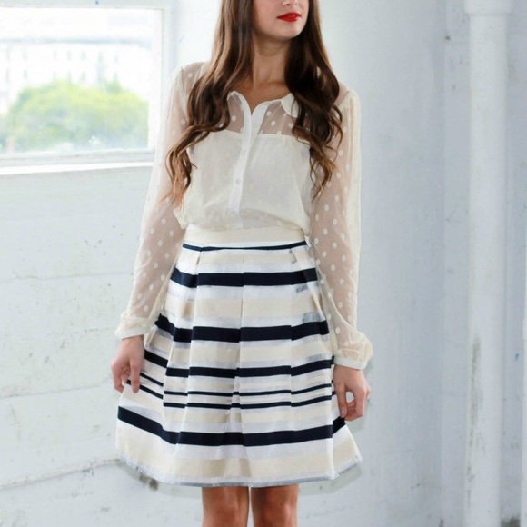 Sheer Long Sleeve Polka Dot Blouse - Picture 3 of 7